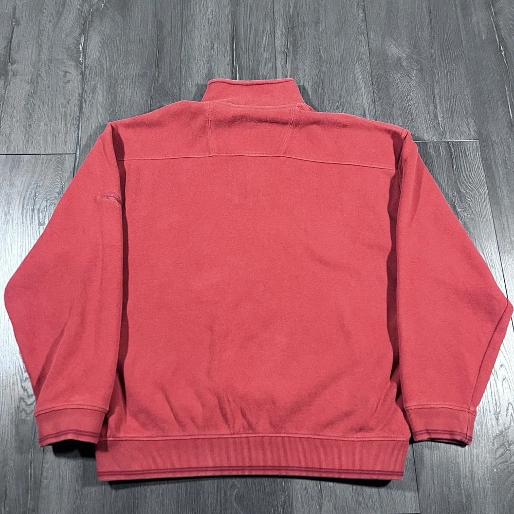 Tommy Bahama 1/4 Zip Sweater Men Large Burnt Orange Pullover Knit Mock Neck Golf